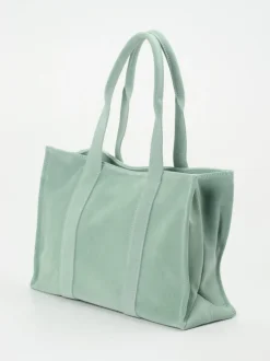 Konstantin Starke – Tote Bag aus Veloursleder Salbeigrün