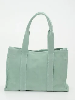Konstantin Starke – Tote Bag aus Veloursleder Salbeigrün