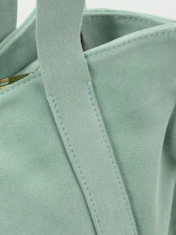 Konstantin Starke – Tote Bag aus Veloursleder Salbeigrün