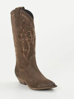 Konstantin Starke – Westernstiefel aus Veloursleder Braun