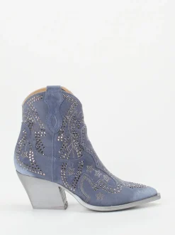 Konstantin Starke – Western-Stiefelette aus Veloursleder blau