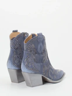 Konstantin Starke – Western-Stiefelette aus Veloursleder blau