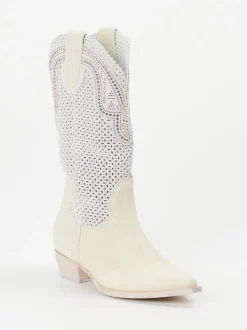 Konstantin Starke – Western-Boots aus Kalbleder cremeweiß