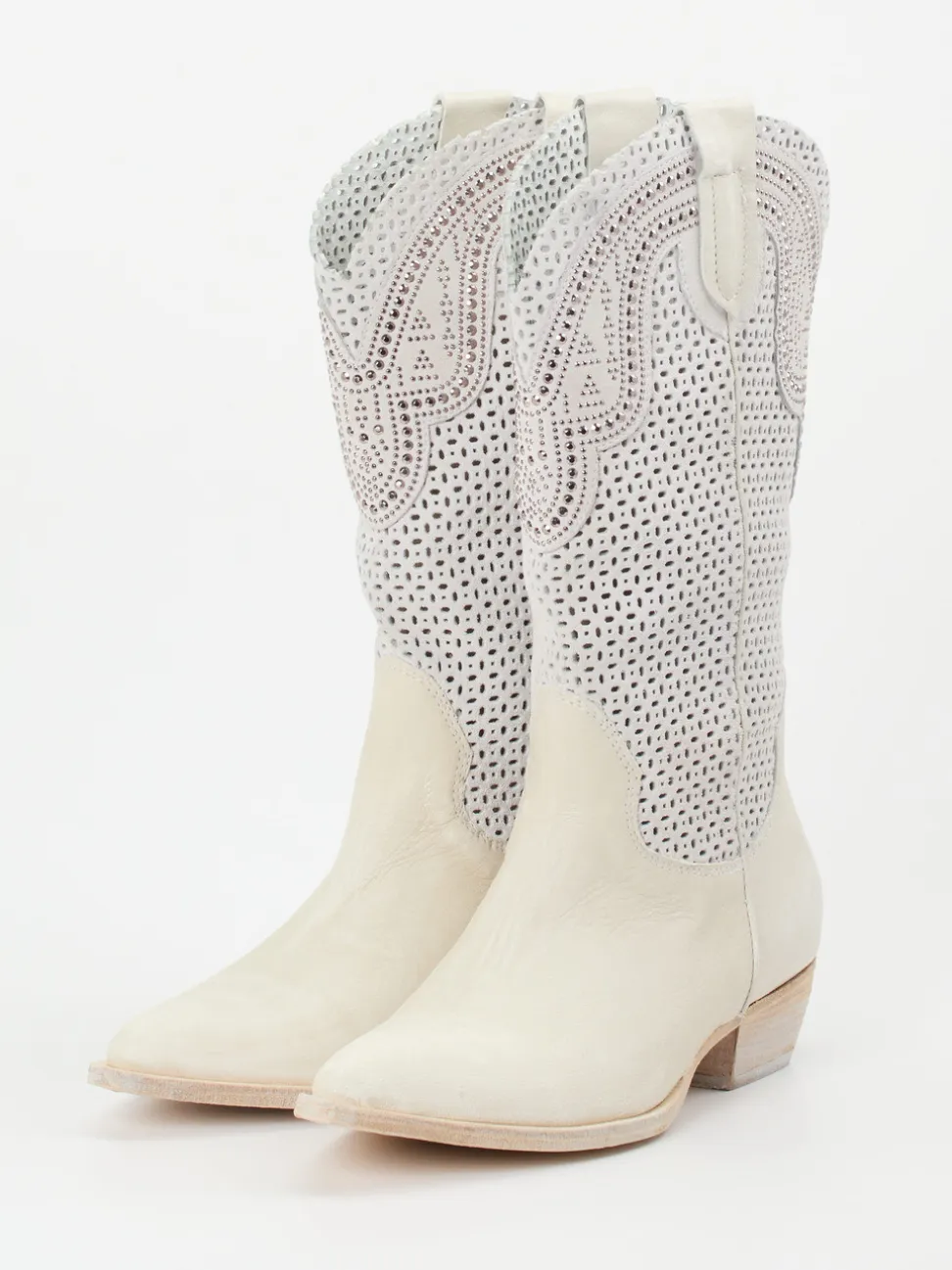 Konstantin Starke – Western-Boots aus Kalbleder cremeweiß
