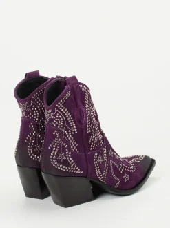 Konstantin Starke – Western-Stiefeletten aus Veloursleder Violett