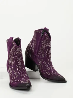 Konstantin Starke – Western-Stiefeletten aus Veloursleder Violett