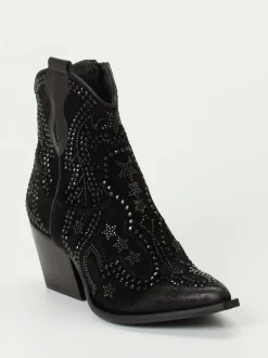 Konstantin Starke – Western-Stiefeletten aus Veloursleder Schwarz