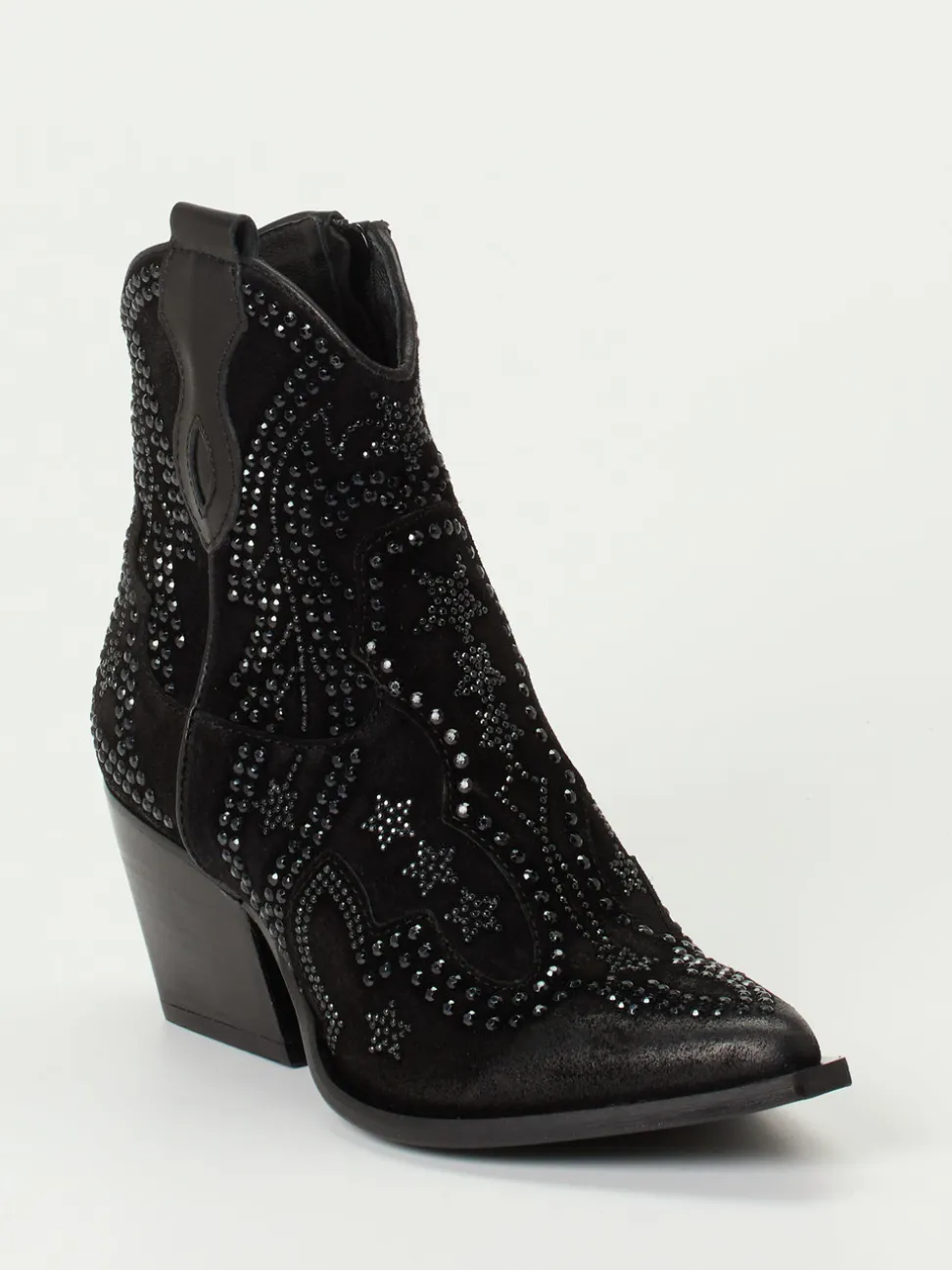 Konstantin Starke – Western-Stiefeletten aus Veloursleder Schwarz