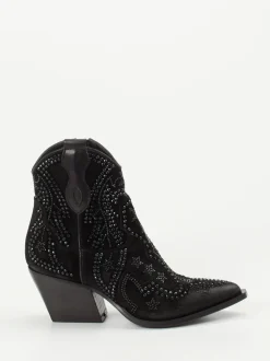Konstantin Starke – Western-Stiefeletten aus Veloursleder Schwarz