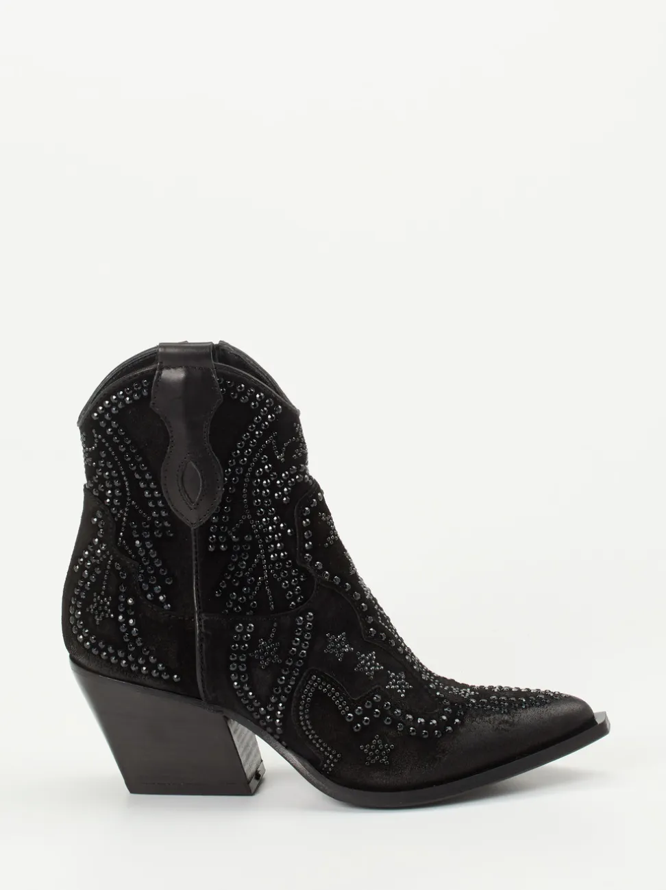 Konstantin Starke – Western-Stiefeletten aus Veloursleder Schwarz