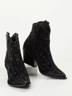 Konstantin Starke – Western-Stiefeletten aus Veloursleder Schwarz