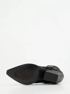 Konstantin Starke – Western-Stiefeletten aus Veloursleder Schwarz
