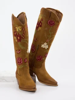 Konstantin Starke – Westernstiefel aus Veloursleder cognac