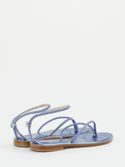 Konstantin Starke – Zehentrenner aus Metallicleder blau