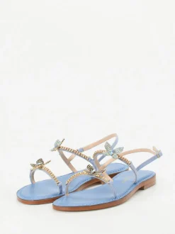 Konstantin Starke – Zehentrenner-Sandale aus Metallicleder Blau