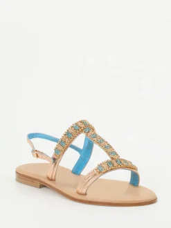 Konstantin Starke – Zehentrenner-Sandalen aus Metallicleder roségold