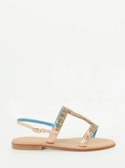 Konstantin Starke – Zehentrenner-Sandalen aus Metallicleder roségold