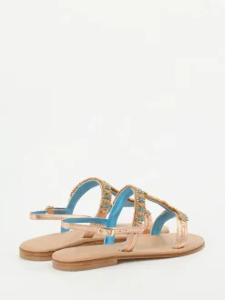 Konstantin Starke – Zehentrenner-Sandalen aus Metallicleder roségold