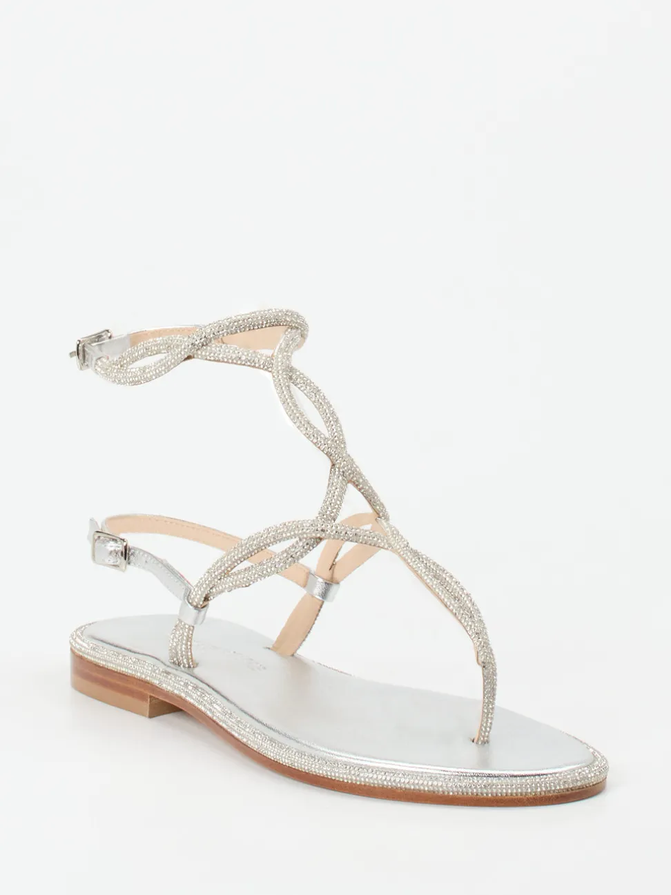 Konstantin Starke – Zehentrenner-Sandalen aus Metallicleder silber