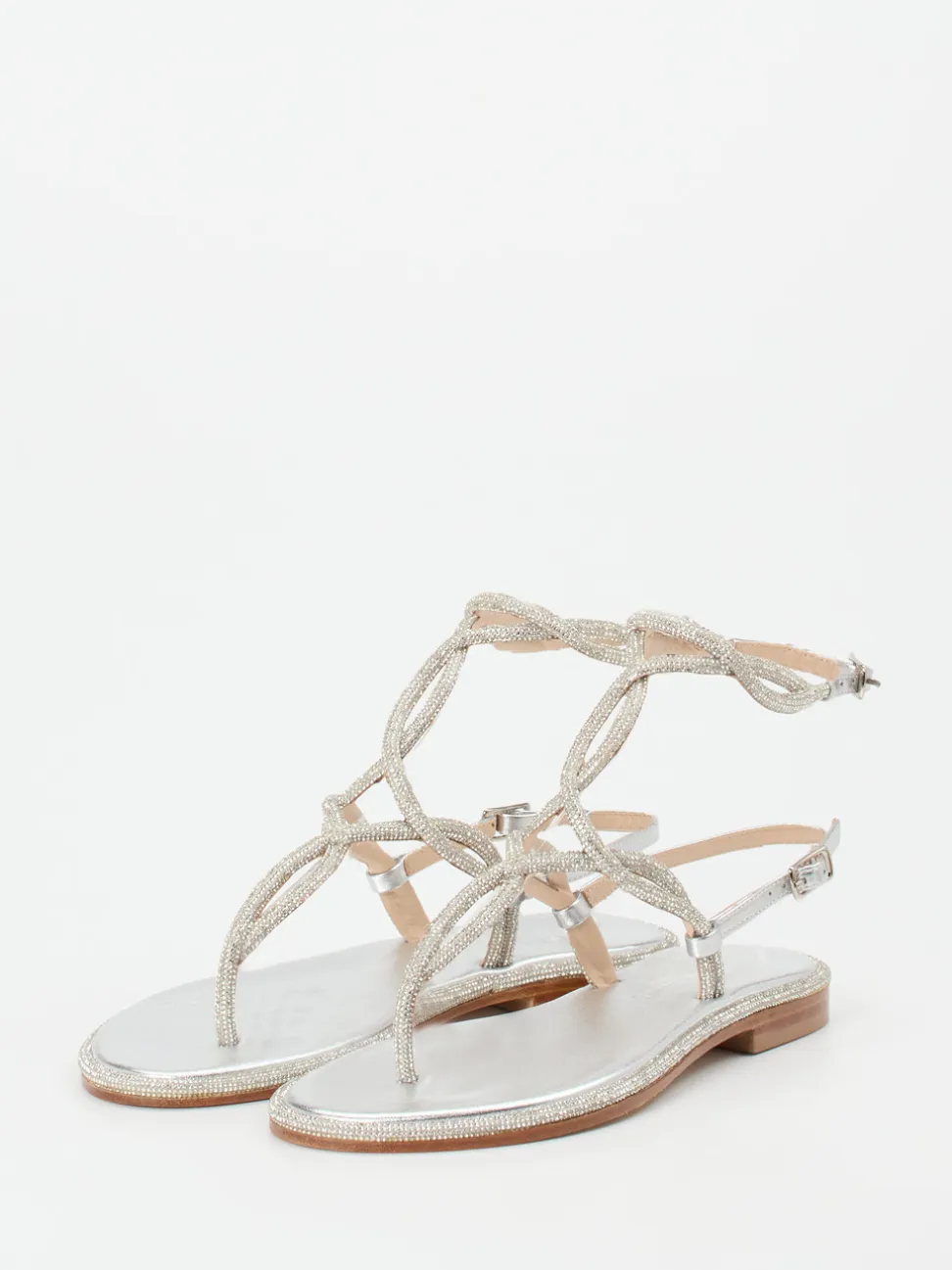 Konstantin Starke – Zehentrenner-Sandalen aus Metallicleder silber