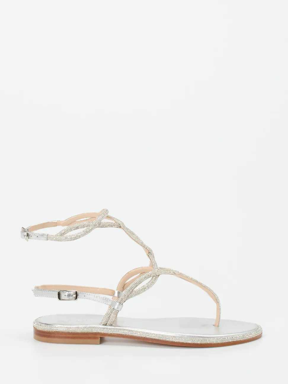 Konstantin Starke – Zehentrenner-Sandalen aus Metallicleder silber