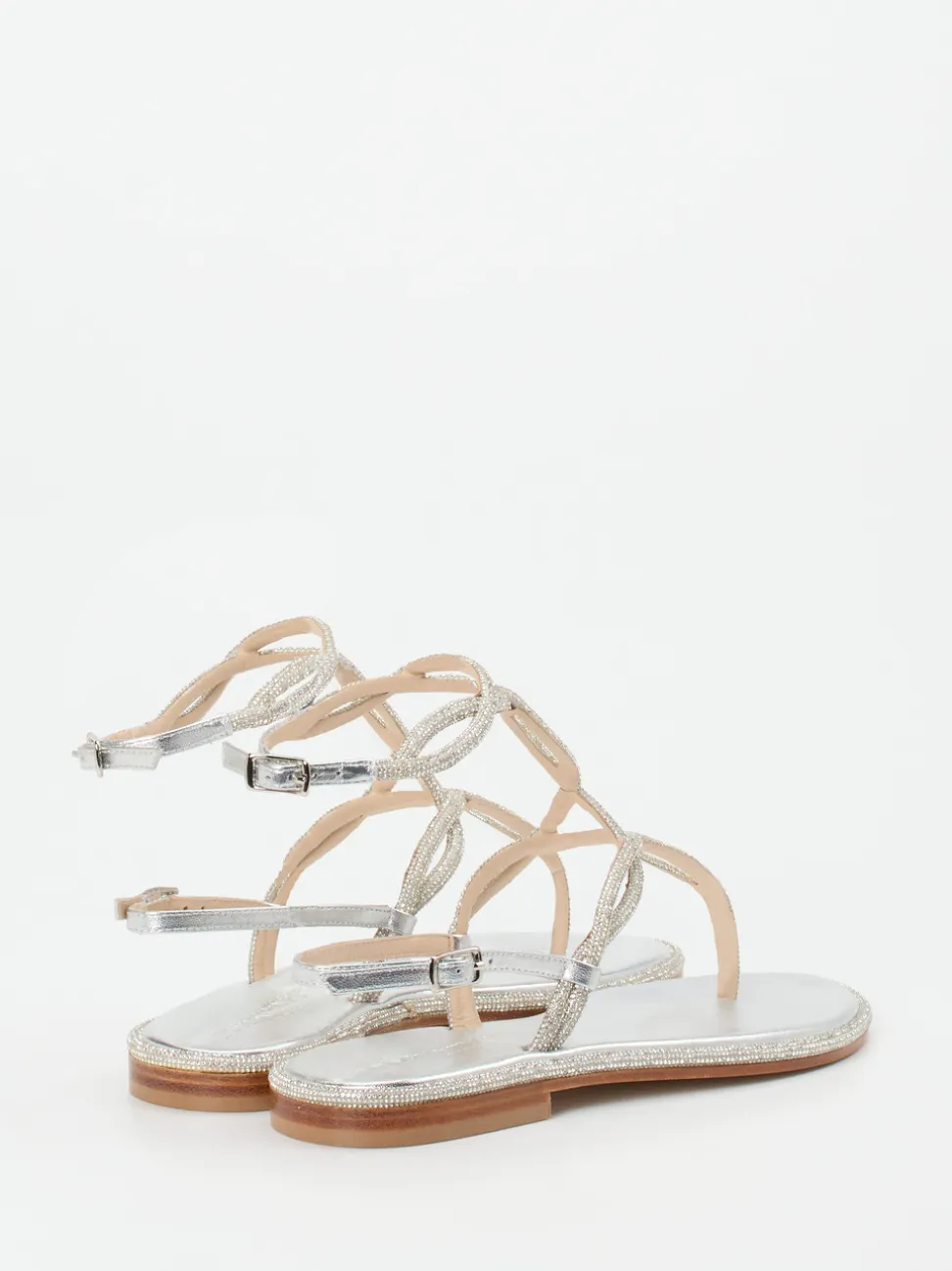 Konstantin Starke – Zehentrenner-Sandalen aus Metallicleder silber