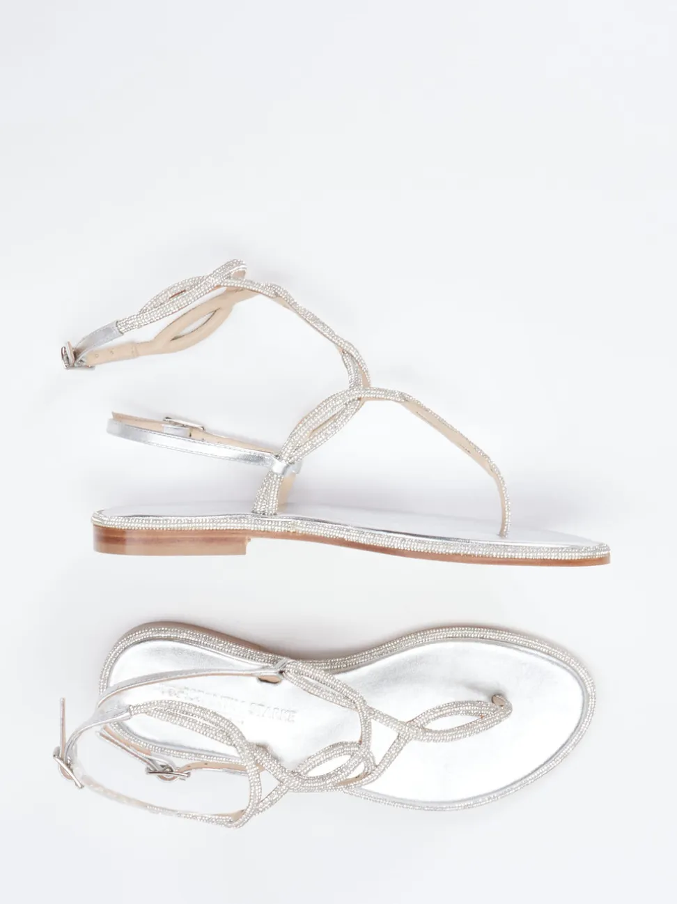 Konstantin Starke – Zehentrenner-Sandalen aus Metallicleder silber