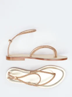 Konstantin Starke – Zehentrenner-Sandale aus Metallicleder gold