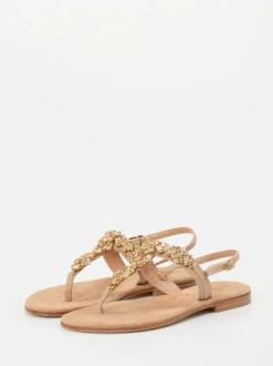 Konstantin Starke – Zehentrenner-Sandale aus Glattleder beige
