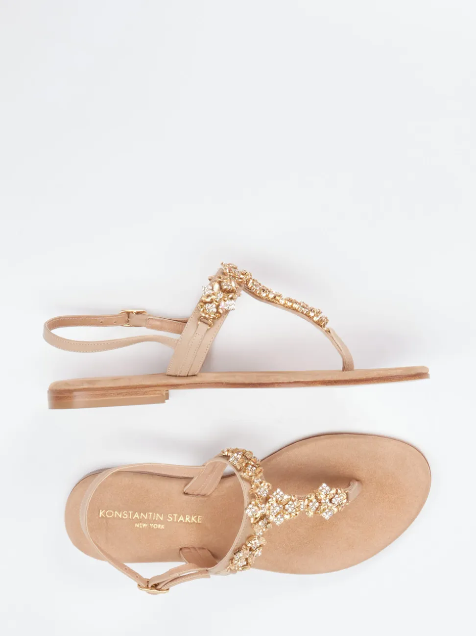 Konstantin Starke – Zehentrenner-Sandale aus Glattleder beige