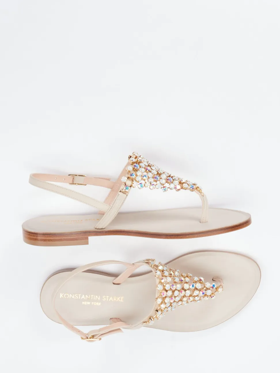 Konstantin Starke – Zehentrenner-Sandale aus Glattleder Beige