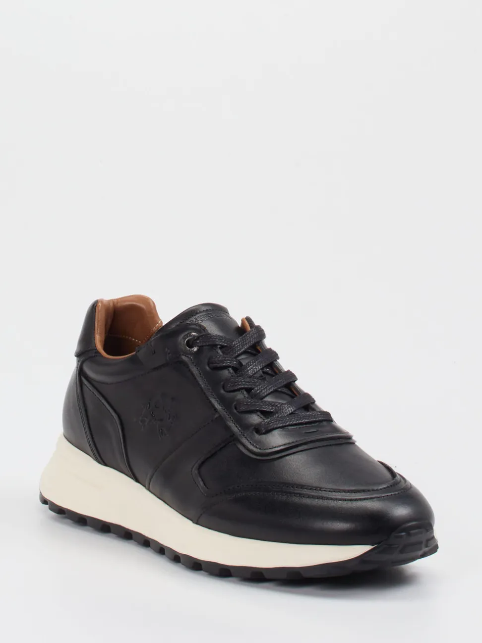 La Martina – Ledersneaker aus Kalbleder Schwarz