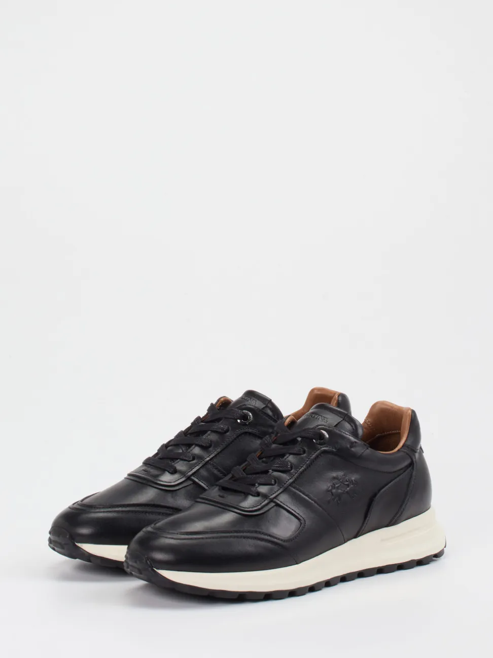 La Martina – Ledersneaker aus Kalbleder Schwarz