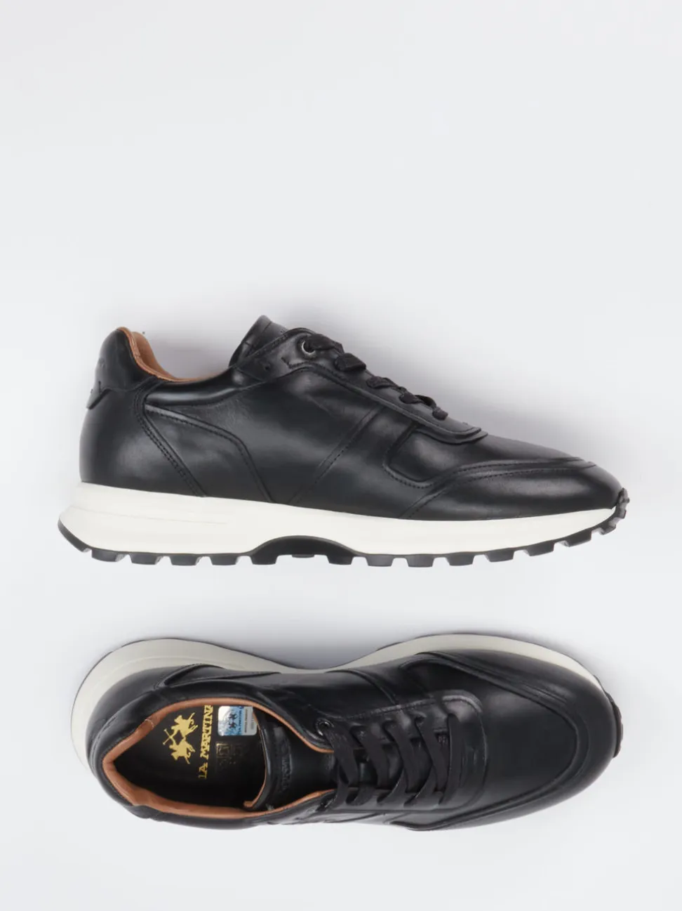 La Martina – Ledersneaker aus Kalbleder Schwarz