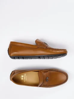 La Martina – Loafer aus Kalbleder Cognacbraun