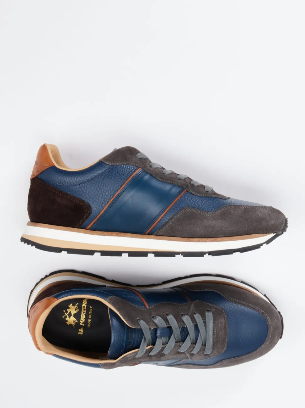 La Martina – Retro-Sneaker aus Kalbleder und Velours