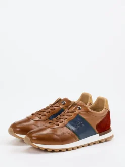La Martina – Retro-Sneaker aus Kalbleder braun
