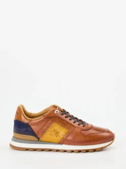 La Martina – Retro-Sneaker aus Kalbleder cognacfarben