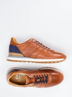 La Martina – Retro-Sneaker aus Kalbleder cognacfarben
