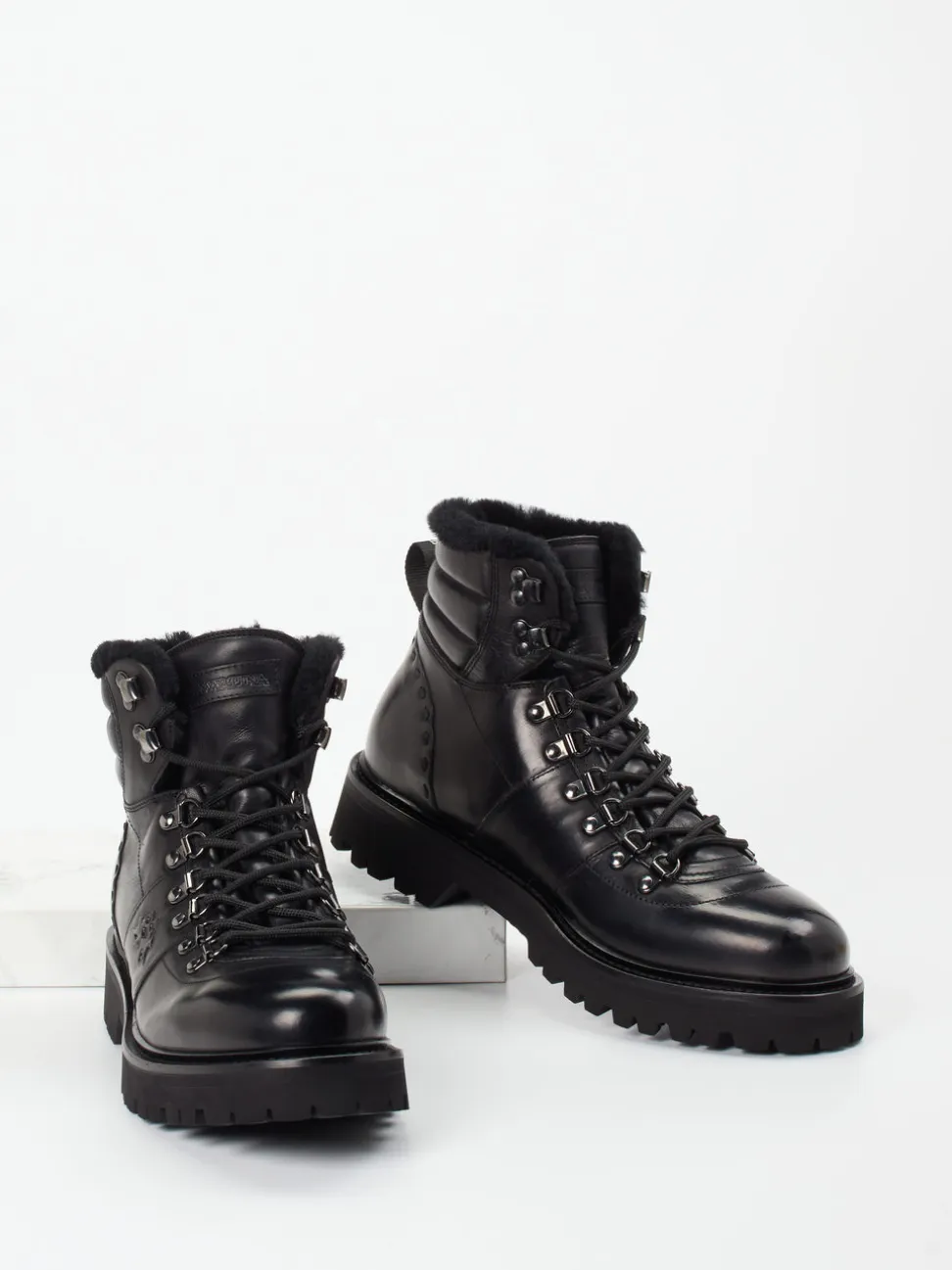 La Martina – Schnürboots aus Kalbleder schwarz