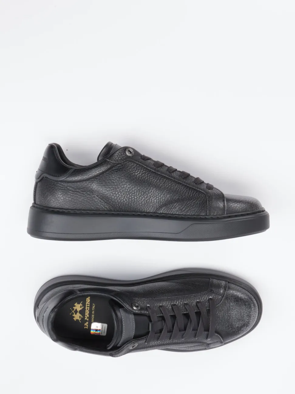 La Martina – Sneaker aus Büffelleder Schwarz