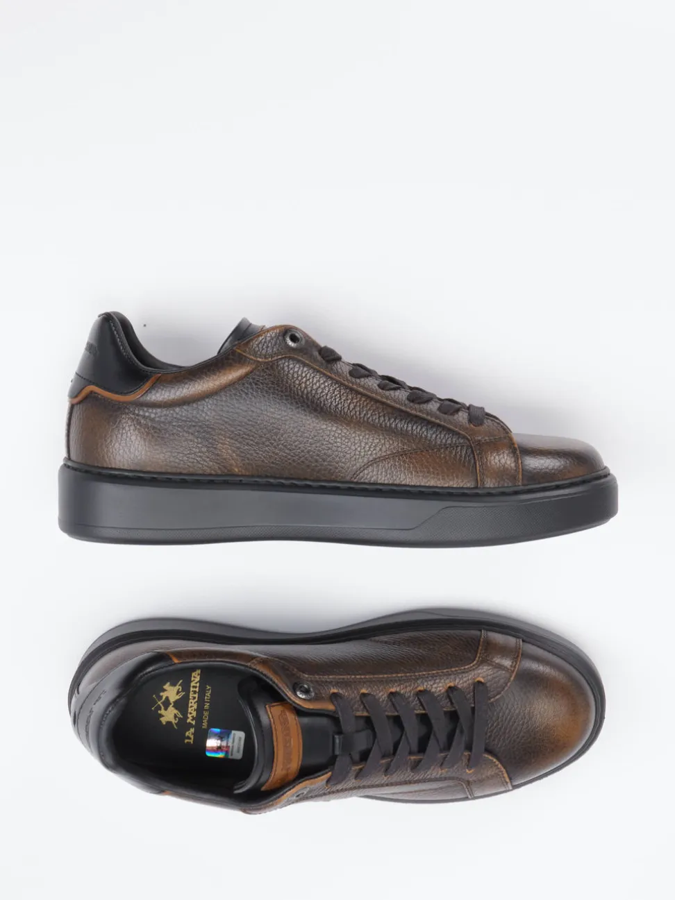 La Martina – Sneaker aus Büffelleder Dunkelbraun