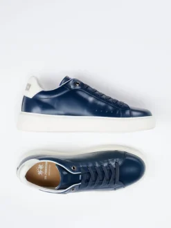 La Martina – Sneaker aus Kalbleder Marineblau
