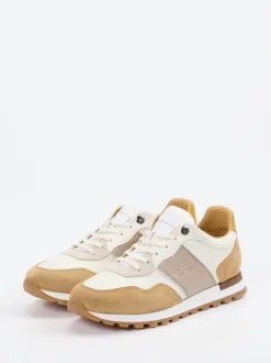 La Martina – Sneaker aus Kalbleder und Veloursleder Beige