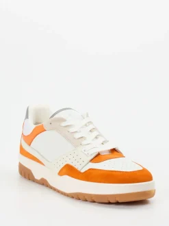 La Martina – Sneaker aus Kalbleder und Veloursleder Cremeweiß