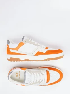 La Martina – Sneaker aus Kalbleder und Veloursleder Cremeweiß