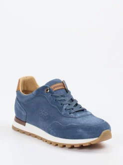 La Martina – Sneaker aus Kalbleder in Jeansblau