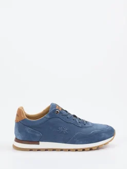 La Martina – Sneaker aus Kalbleder in Jeansblau
