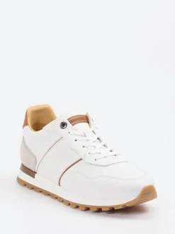 La Martina – Sneaker aus Kalbleder in Weiß-Braun
