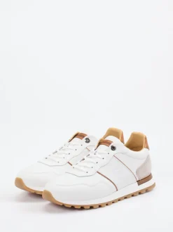 La Martina – Sneaker aus Kalbleder in Weiß-Braun